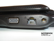 VGA, RJ45 Gigabit-LAN y conector de poder en el lado derecho