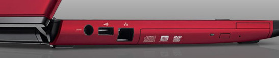 Izquierda: Conector de corriente, USB-2.0, RJ45 (LAN), opt. LW, ExpressCard/34