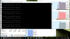 x264 Benchmark con temperaturas y velocidad de ventilador. La CPU rápidamente alcanza los 98 °C y reducirá la velocidad de 3.1 a 2.8 GHz.