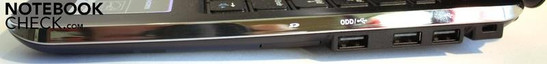 Lado Derecho: lector de tarjetas SD, 3 puertos USB 2.0, ranura de seguridad Kensington