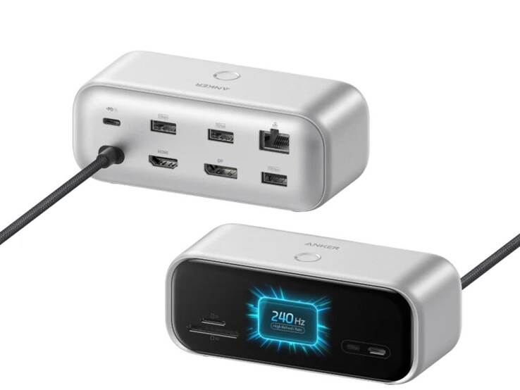 La versión plateada del Anker Nano USB-C Hub (10 en 1, 240 Hz, pantalla)