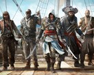Ilustración de Assassin's Creed IV: Black Flag en la que aparece Edward Kenway con su tripulación de piratas en un barco (Fuente de la imagen: Ubisoft)