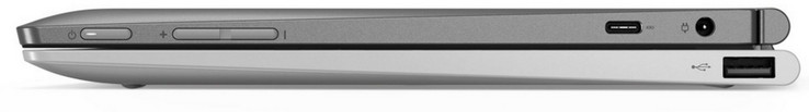 A la derecha: Tablet - Botón de encendido, Volume rocker, USB 3.1 Gen 1 Type-C, Puerto de carga; Teclado - USB 2.0 Type-A