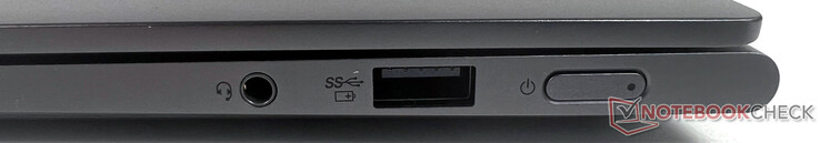 Derecha: 1 USB 3.2 Gen-1 (5 GBit/s, con alimentación), 1 clavija de 3,5 mm (entrada y salida de audio combinadas)