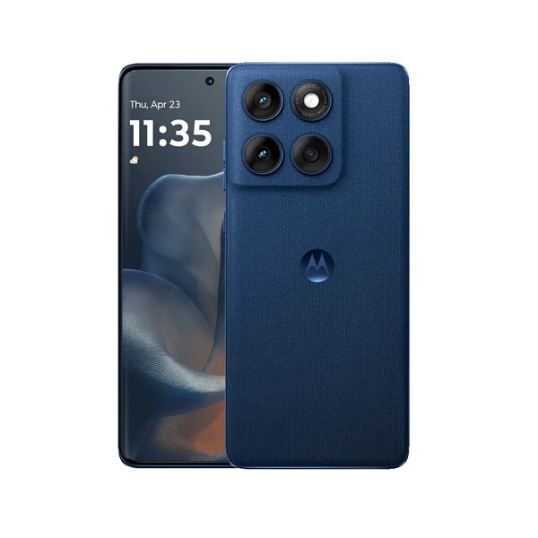 El Motorola Edge 60 del Mar de Gibraltar parece tener un acabado de tela, pero en realidad es de silicona. (Fuente de la imagen: Motorola)