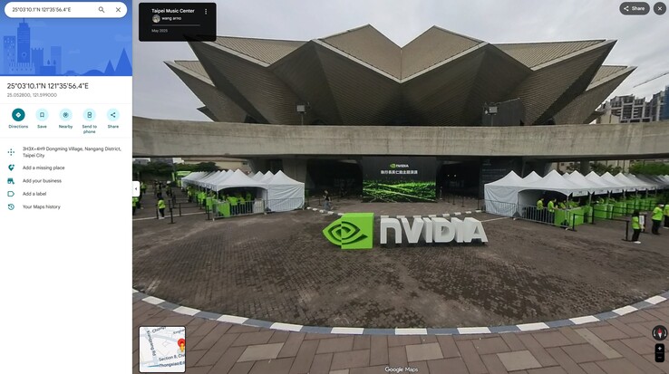 Las coordenadas en los posts de Nvidia y Windows apuntan a la ubicación de la keynote de Nvidia en Google Maps