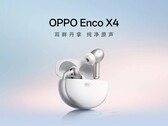 Una imagen promocional en la que se muestran los auriculares Oppo Enco X4 en color blanco.