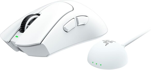 Razer DeathAdder V4 Pro con dongle inalámbrico en colorway blanco (Fuente de la imagen: Amazon)