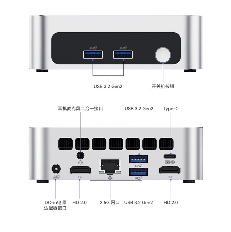 El mini PC Peladn WO5 cuenta con una amplia gama de puertos, incluido Ethernet de 2,5 G.