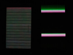 A oscuras con el brillo de pantalla al mínimo: Honor Magic5 Pro (2160 Hz PWM dimming) vs Galaxy A54 (derecha)