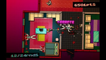 En la imagen: una captura de pantalla del juego «Hotline Miami».