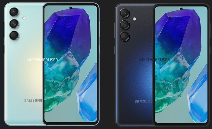 La supuestamente próxima Galaxy M55 en 2 colorways. (Fuente: MSPowerUser)