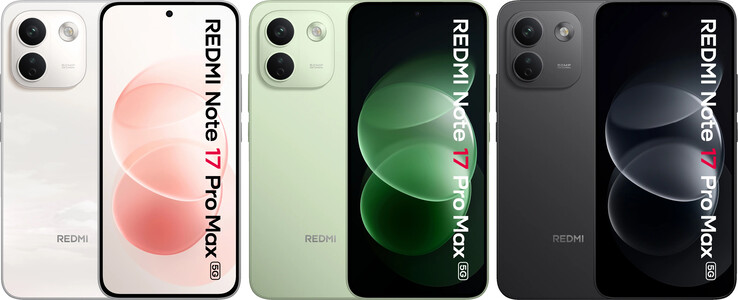 Vista frontal y las tres opciones de color del teléfono