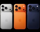 El iPhone 17 Pro está disponible en tres colores, incluyendo el "Naranja Cósmico" y el "Azul Profundo" (Fuente de la imagen: Apple)