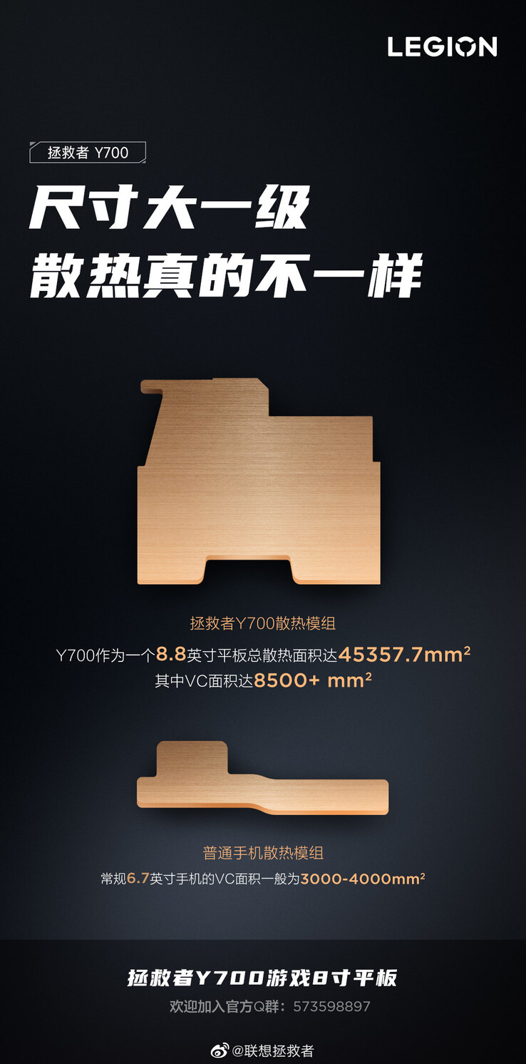 Lenovo compara la cámara de vapor hecha para el Y700 con la de un teléfono. (Fuente: Lenovo Legion vía Weibo)