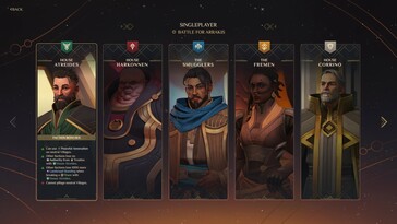 Una imagen que muestra las facciones de Dune: Spice Wars.