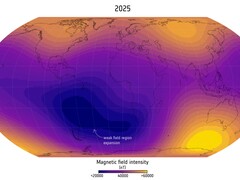 Una representación de la anomalía del Atlántico Sur en 2025 (Fuente de la imagen: Finlay, C.C. et al., 2025; recortada)