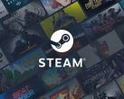 El logotipo de Steam, frente a un surtido de miniaturas de juegos.