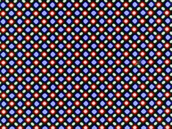 La pantalla OLED se basa en una matriz de subpíxeles RG/BG compuesta por un LED rojo, uno azul y uno verde.