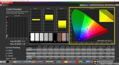 CalMAN Colorchecker (modo: P3, espacio de color de destino: P3)