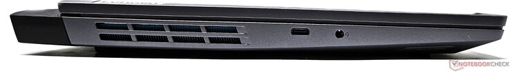 Izquierda: USB 3.2 Gen2 Tipo-C con salida DisplayPort 1.4 y Power Delivery de 140 W, toma de audio combo de 3,5 mm