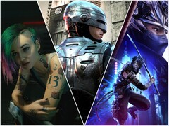 Cyberpunk 2077, RoboCop: Rogue City, Ninja Gaiden 4 (de izquierda a derecha).