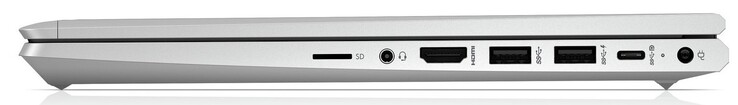 Lado derecho: microSD, puerto de audio combinado, HDMI, 2 USB-A 3.1 Gen1, 1 USB-C 3.1 Gen2