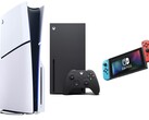 De izquierda a derecha: PS5 Slim, Xbox Serie X, Nintendo Switch. (Fuente de la imagen: Amazon, editado)