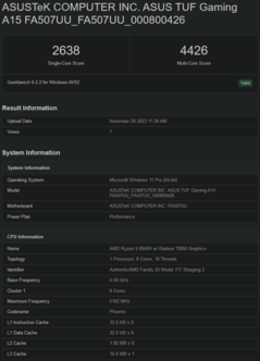 Listado de Geekbench del Ryzen 9 8940H (imagen vía Geekbench)