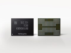 Una representación de los chips de memoria V-NAND de 8.ª generación de Samsung