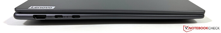 Izquierda: HDMI 2.1, 2x USB-C 4.0 con Thunderbolt 4 (40 GBit/s, DisplayPort ALT modo 1.4, Power Delivery 3.0)