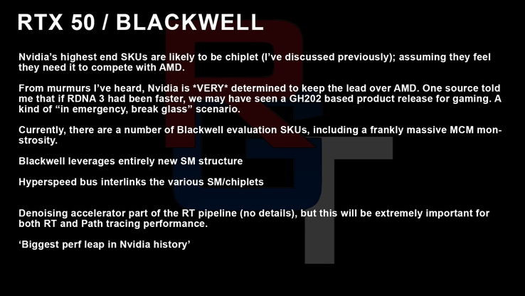 Primeros rumores sobre la Nvidia Blackwell RTX 50. (Fuente: RedGamingTech en YouTube)