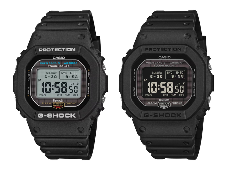 Los relojes Casio G-Shock GW-BX5600-1 (izquierda) y GW-BX5600-1A1 (derecha). (Fuente de la imagen: Casio, editado)