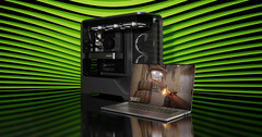 Nvidia ha mostrado finalmente la GPU RTX 5050 para ordenadores de sobremesa. Imagen promocional que muestra un portátil y un PC torre (fuente de la imagen: Nvidia)