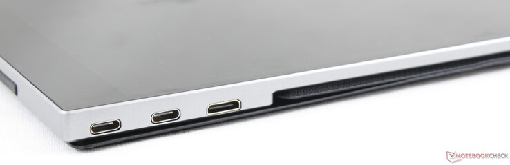 A la derecha: 2x USB Tipo-C con entrega de energía y DisplayPort, mini-HDMI