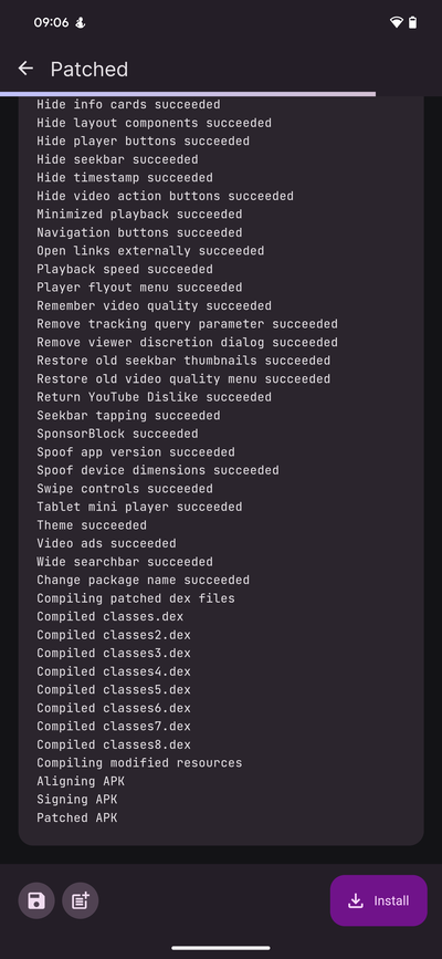 El APK modificado de YouTube puede instalarse directamente desde Revanced (Fuente: Notebookcheck)