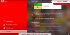 Una pantalla de la consola Nintendo Switch 2 mostrando su capacidad exclusiva para recrear una opción de visualización similar a la de un CRT (fuente de la imagen: Nintendo of America YT)