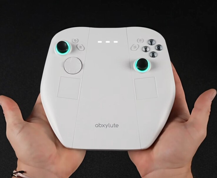 Módulo controlador desmontable Abxylute 3D One, con dos thumbsticks con anillos LED, un D-pad, botones faciales y trackpads integrados. (Fuente de la imagen: ETA PRIME vía YouTube)