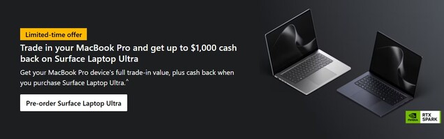 Microsoft apunta a Apple con una oferta de reembolso de $1,000 para propietarios de MacBook Pro.