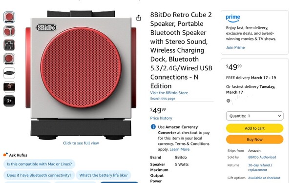 El altavoz 8BitDo Retro Cube 2 - Edición N ya puede adquirirse en Amazon.