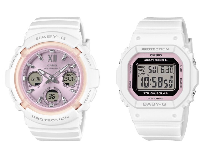 Los relojes Casio Baby-G BGA-2800SP-7A1 (izquierda) y BGD-5650SP-7C (derecha)