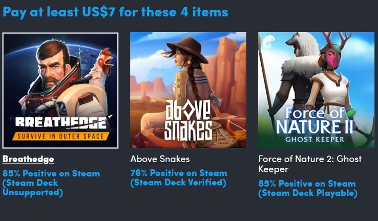 Imagen decorativa. Pagando 7 dólares obtendrá 4 juegos (Fuente de la imagen: Humble Bundle)