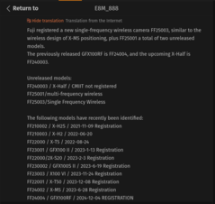Filtración del listado normativo de la Fujifilm X E5