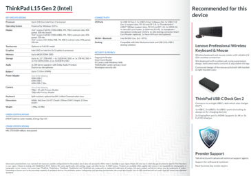 Especificaciones del ThinkPad L15 Gen 2 (Intel)