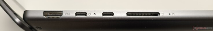 Lado izquierdo: HDMI 2.1, 2x USB-C 4 (incl. DisplayPort 2.1 y Power Delivery), lector de tarjetas SD