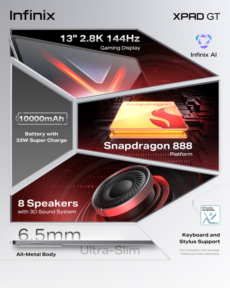 Principales características de la tableta para juegos Xpad GT (Fuente de la imagen: Infinix)