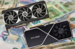 Sin embargo, las tarjetas de la serie Radeon RX 6000 y la gama GeForce RTX 30 siguen teniendo un precio excesivo. (Fuente de la imagen: AMD/Nvidia/Unsplash - editado)