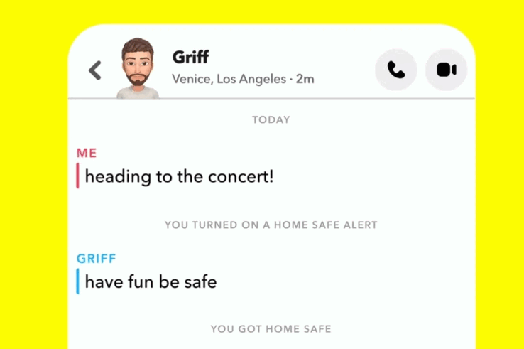 Ejemplo de la función Home Safe de Snapchat (Fuente de la imagen: Snapchat)