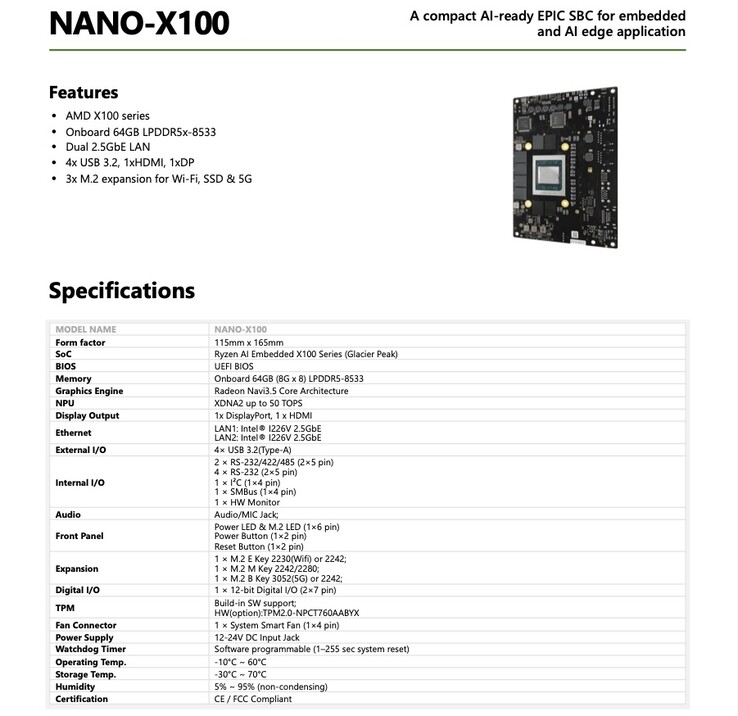 El SBC Nano-X100 cuenta con una impresionante configuración de E/S.