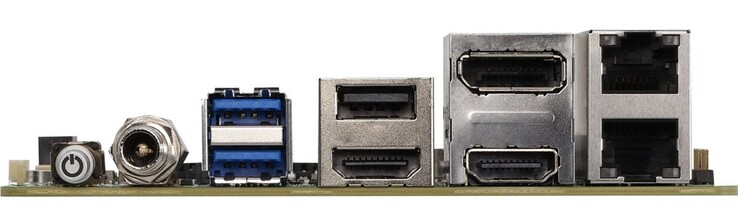 Dispone de DisplayPort, HDMI, dos puertos Ethernet y varios puertos USB (Fuente de la imagen: Aaeon)